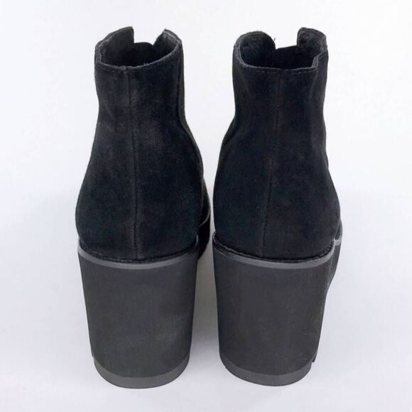 Eileen Fisher Alto Black Suede Wedge Ankle Boots Booties Platform Size 7 Zip - Picture 9 of 14